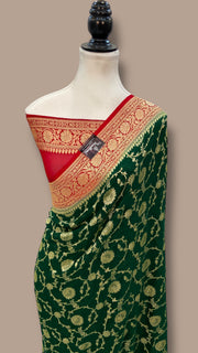 Pure Khaddi Georgette Banarasi Saree -  Gold zari - The Handlooms