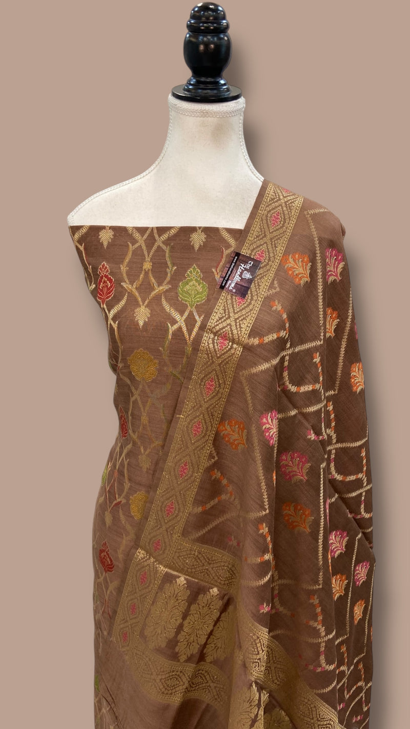 Pure Moonga Georgette Banarasi Dress Material - The Handlooms