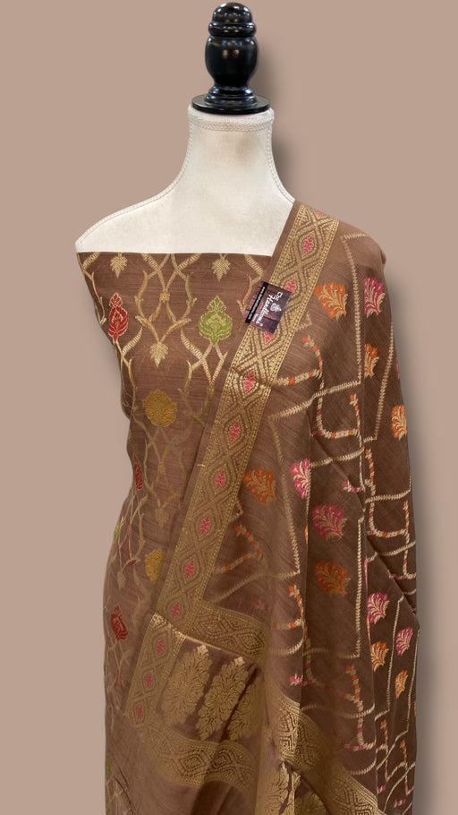 Pure Moonga Georgette Banarasi Dress Material - The Handlooms