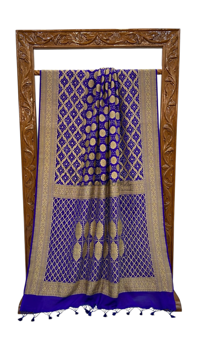 Pure Georgette Banarasi Bandhej Handloom Saree - The Handlooms