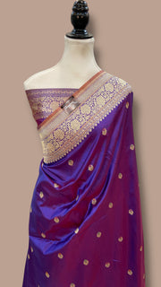 Pure Katan Silk Handloom Banarasi Saree - All Over Kadua Motifs With Meenakari - The Handlooms