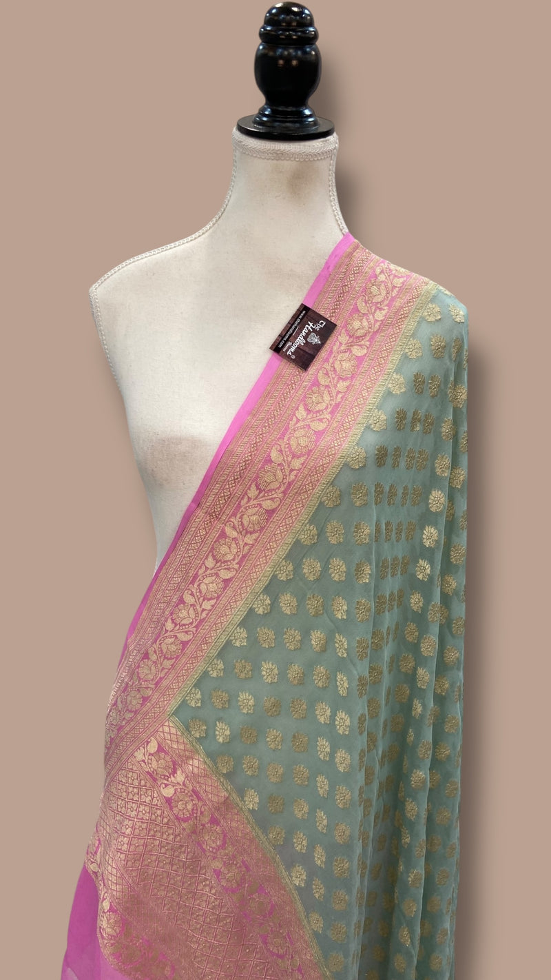 Pure Khaddi Georgette Handloom Dupatta - The Handlooms