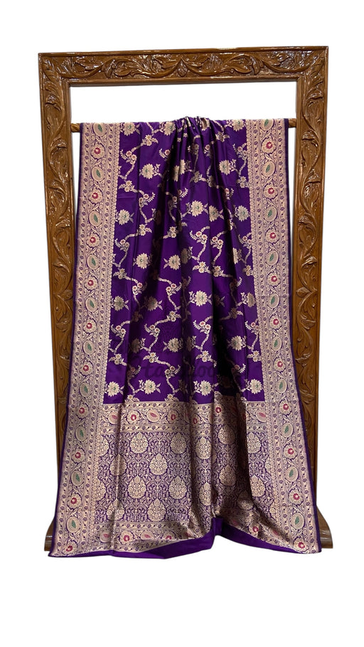 Pure Katan Silk Banarasi Handloom Saree - All Over Jaal Work - With Meenakari - The Handlooms