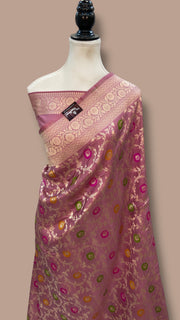 Pure Katan Silk Banarasi Handloom Saree - All over Jaal work With Meenakari - The Handlooms