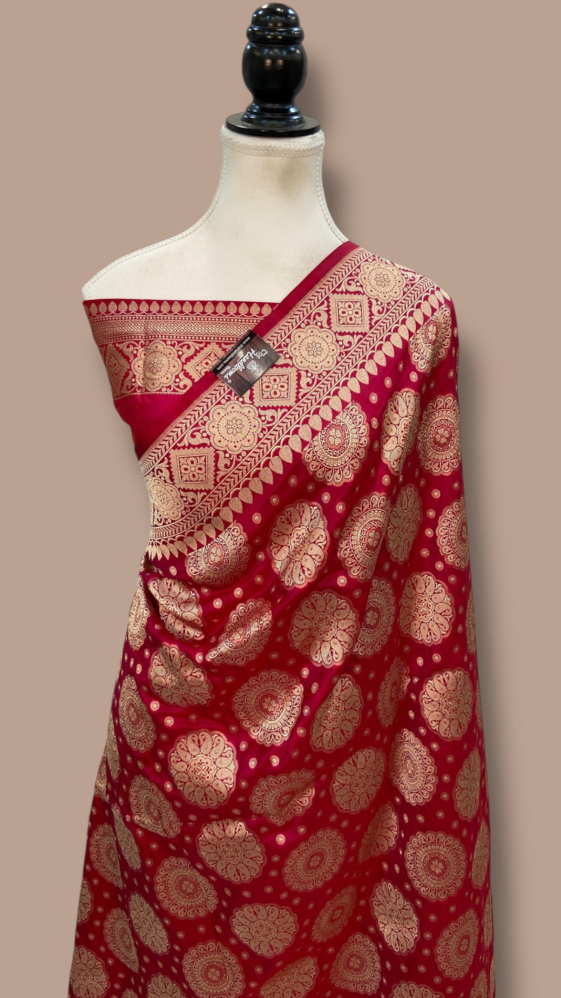 Pure Katan Silk Banarasi Handloom Saree - All Over Jaal Work - The Handlooms
