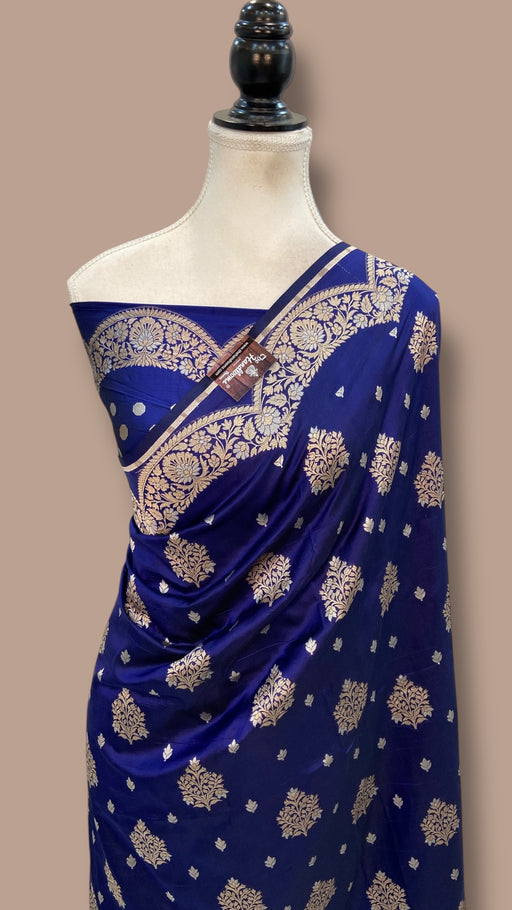 Pure Katan Silk Banarasi Handloom Saree - All Over Sona Roopa Jaal Work - The Handlooms
