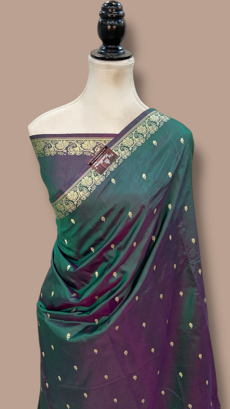 Pure Katan Silk Reshmi Zari Banarasi Handloom Saree - The Handlooms