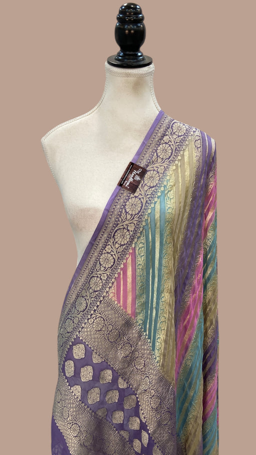 Pure Khaddi Georgette Dupatta - Water Zari - The Handlooms
