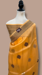 Pure Kora Handloom Banarasi Saree - All Over Sona Roopa Boota - The Handlooms