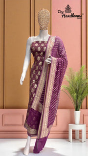 Tissue Khaddi Georgette Banarasi Dress material - The Handlooms