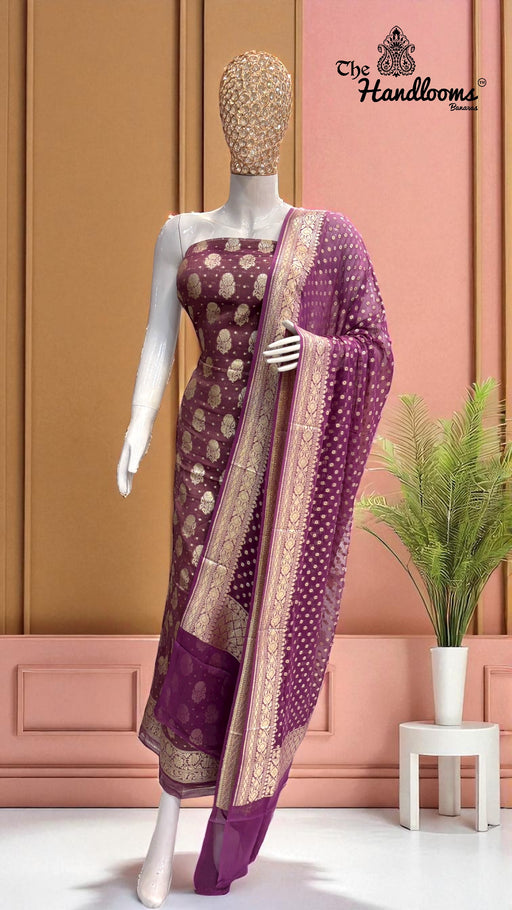 Tissue Khaddi Georgette Banarasi Dress material - The Handlooms