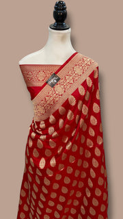 Pure Katan Silk Banarasi Handloom Saree - All Over Jaal Work - The Handlooms