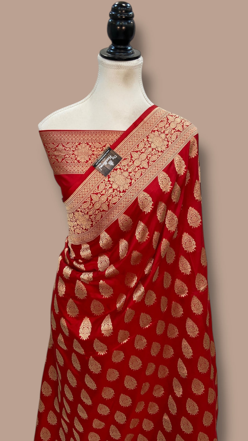 Pure Katan Silk Banarasi Handloom Saree - All Over Jaal Work - The Handlooms