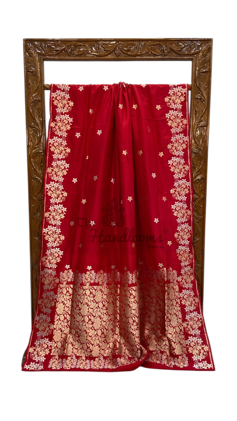 Pure Katan Silk Banarasi Handloom Saree - All Over Kadua Motifs - The Handlooms
