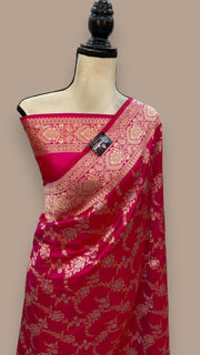 Pure Katan Silk Banarasi Handloom Saree - All over Sona Roopa Jaal work - The Handlooms