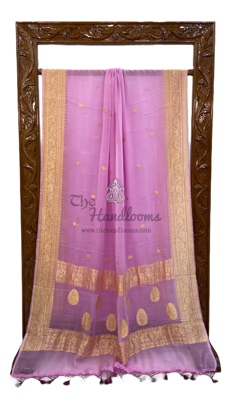 Pure Georgette Banarasi Saree - Gold zari - The Handlooms