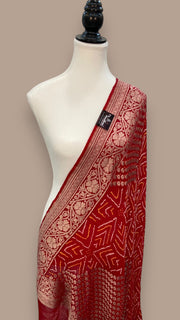 Pure Georgette Banarasi Bandhej Handloom Dupatta - The Handlooms