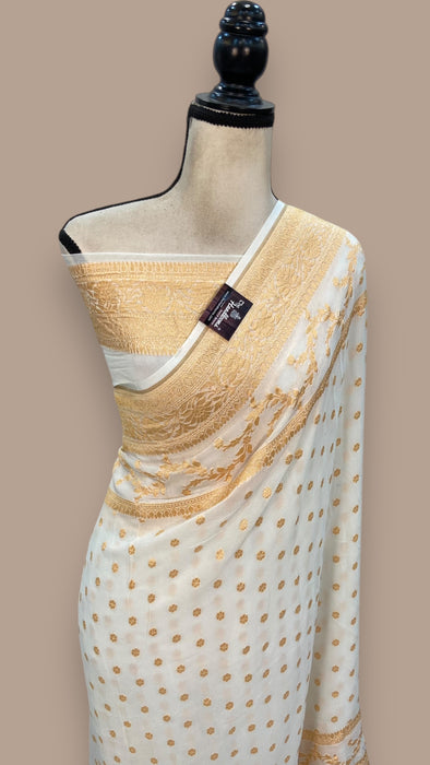 Pure Khaddi Georgette Banarasi Saree -  Gold zari