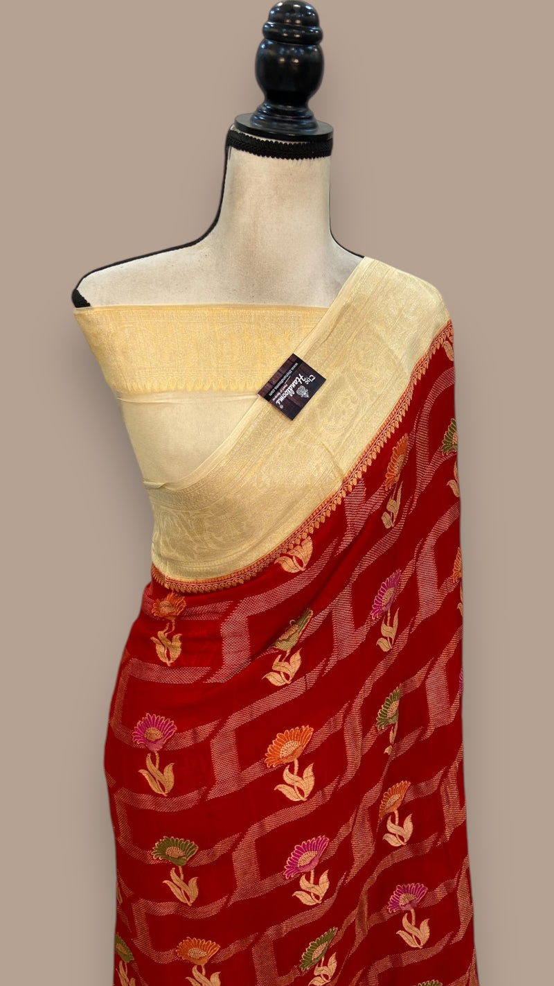 Pure Crepe Georgette Banarasi Saree - The Handlooms