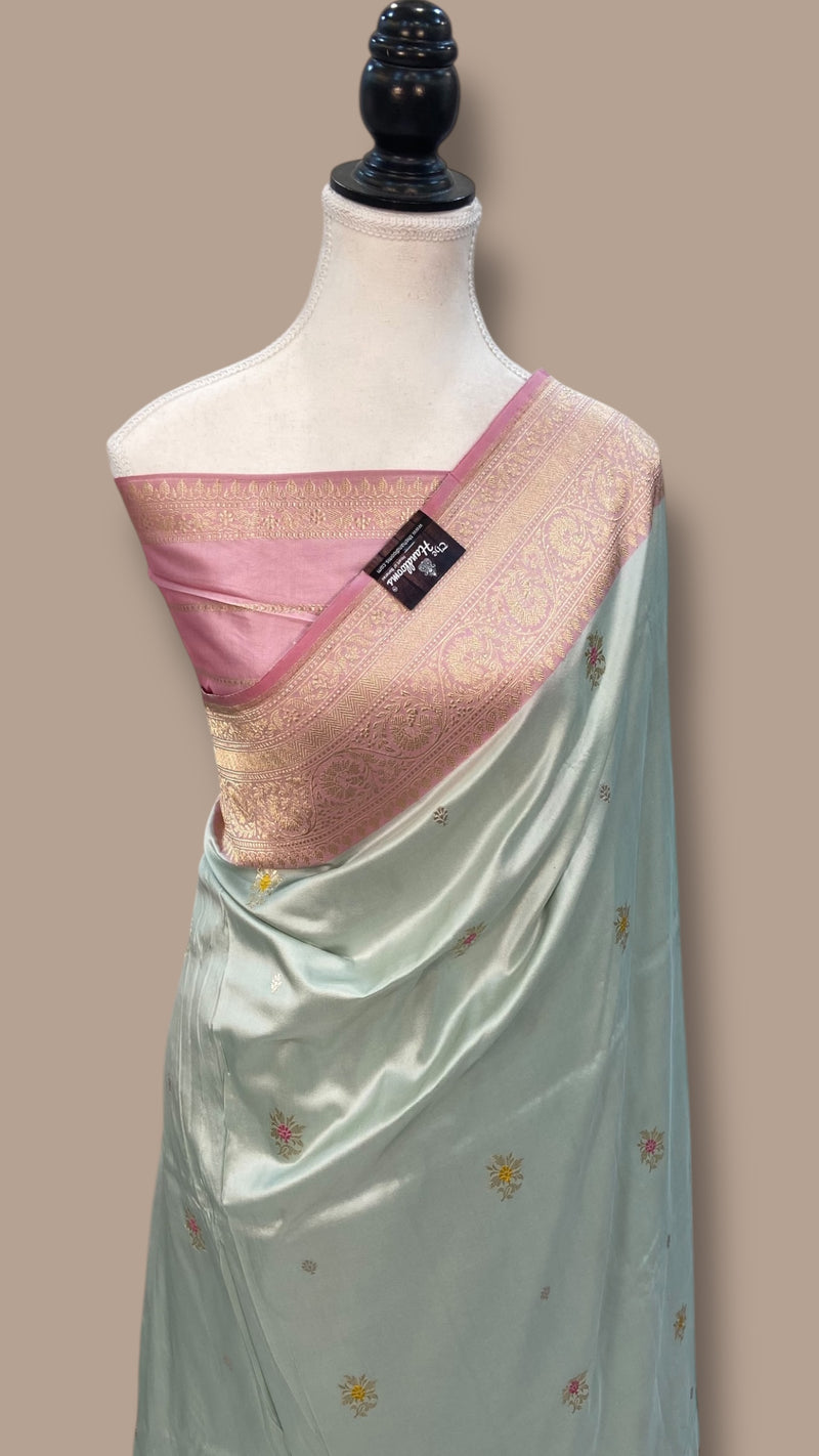 Pure Katan Silk Banarasi Handloom Saree - All over Sona Roopa Kadua motifs - The Handlooms