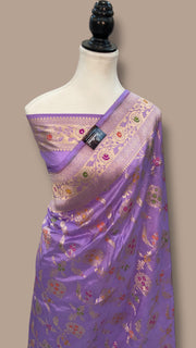 Pure Katan Silk Banarasi Handloom Saree - All over Jaal Work With Meenakari - The Handlooms