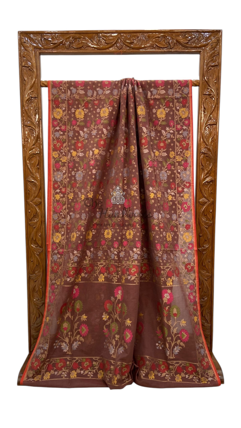 Pure Cotton Jamdani Handloom Banarasi Saree - The Handlooms