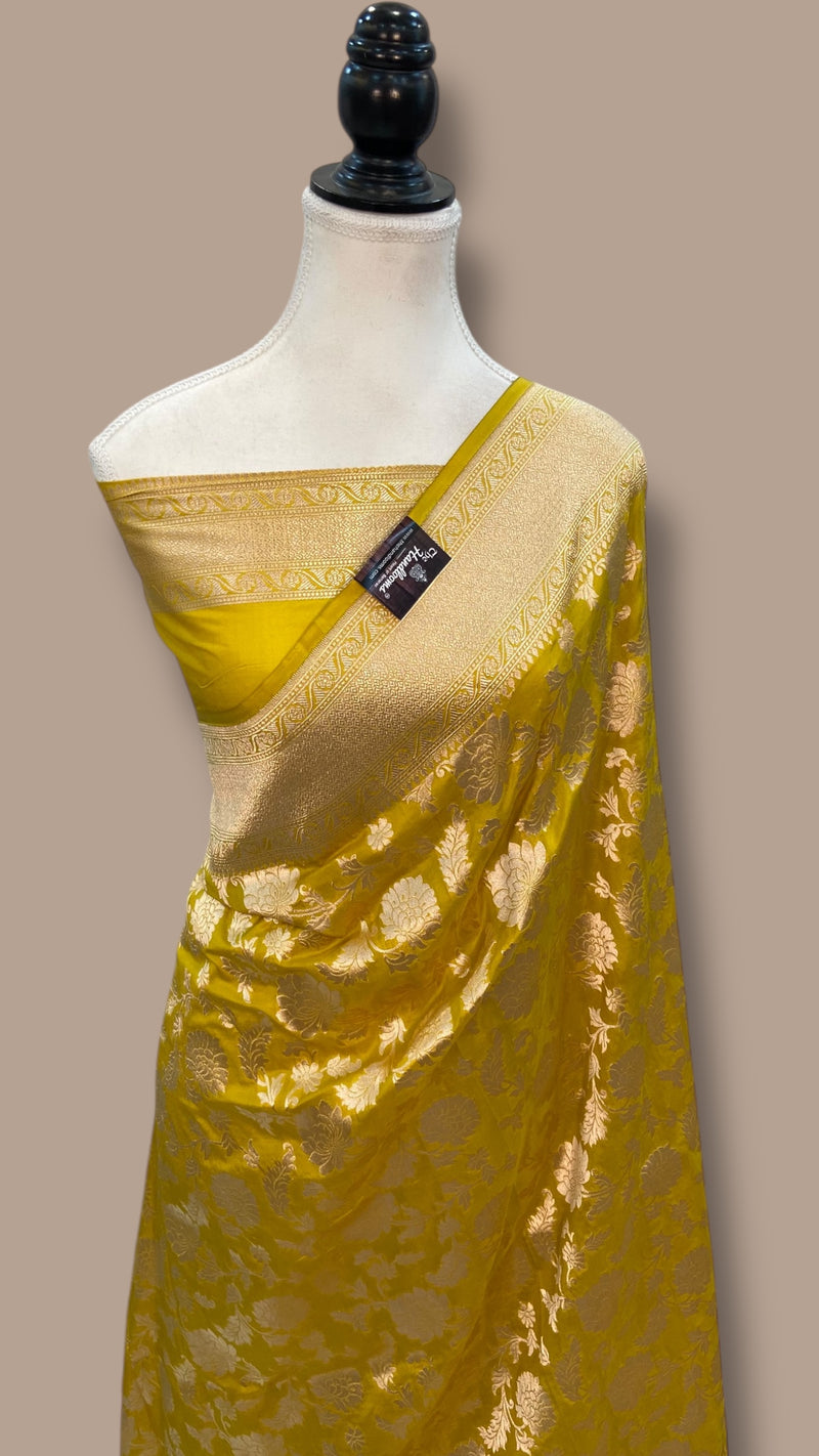 Pure Katan Silk Banarasi Handloom Saree - All over Jaal work - The Handlooms