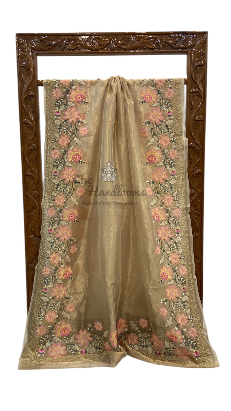 Pure Tissue Handloom Banarasi Saree With Chikankari - The Handlooms
