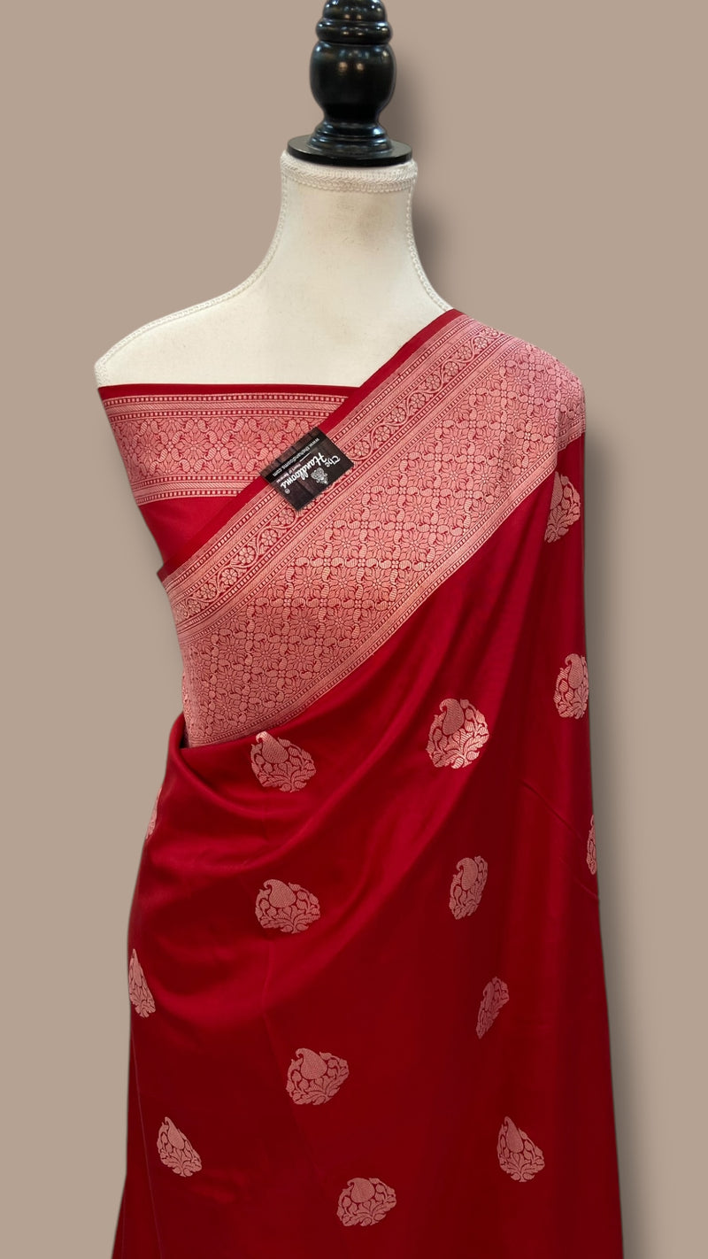 Pure Katan Silk Banarasi Handloom Saree - All over Kadua motifs - The Handlooms