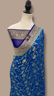 Pure Khaddi Georgette Banarasi Saree -  Gold zari - The Handlooms