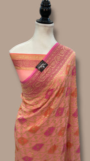 Khaddi Georgette Handloom Banarasi Saree - The Handlooms
