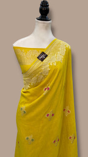 Moonga Georgette Handloom Banarasi Saree - The Handlooms