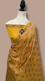 Regal Pure Katan Jamdani Silk Banarasi Saree – Handwoven Tanchui Brocade - The Handlooms