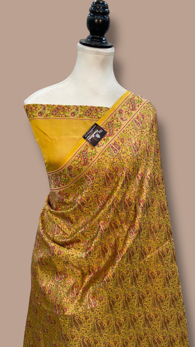 Regal Pure Katan Jamdani Silk Banarasi Saree – Handwoven Tanchui Brocade - The Handlooms