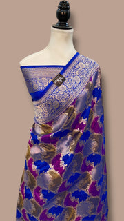 Pure Katan Silk Banarasi Handloom Saree - All over Jaal Work With Rangkart - The Handlooms