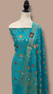 Pure Moonga Georgette Banarasi Dress Material - The Handlooms