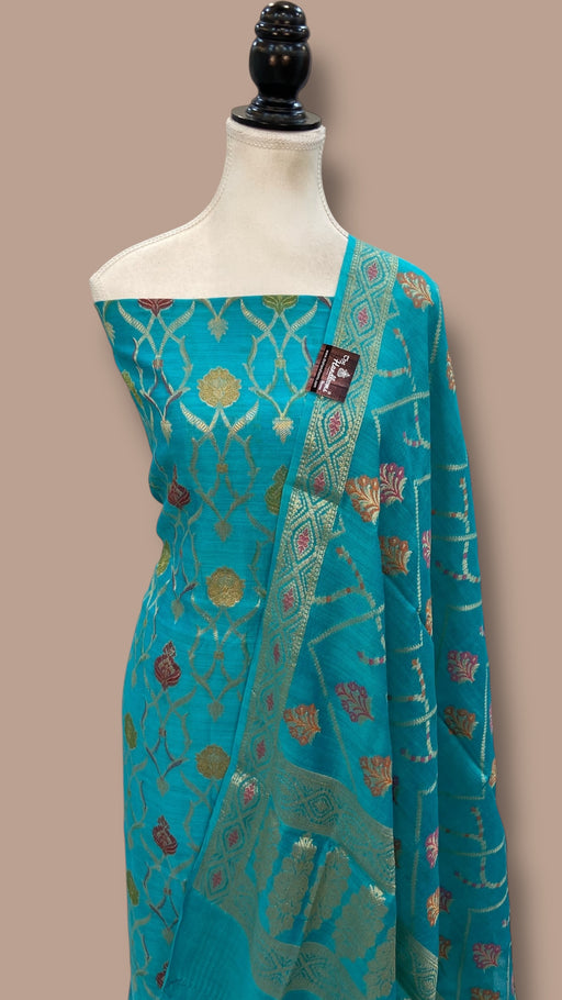 Pure Moonga Georgette Banarasi Dress Material - The Handlooms