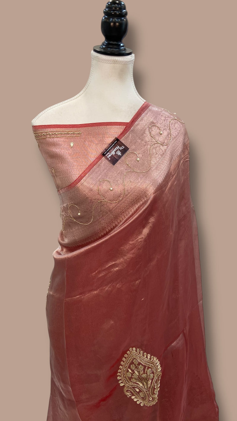 Pure Kora Tissue Handloom Banarasi Saree - Handwork - The Handlooms