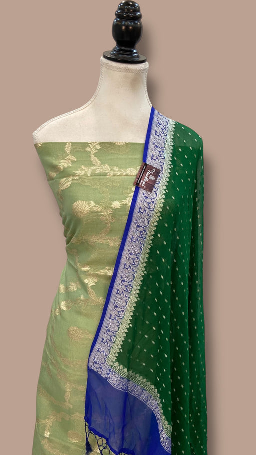 Chanderi Cotton Banarasi Dress material - Georgette Dupatta - The Handlooms