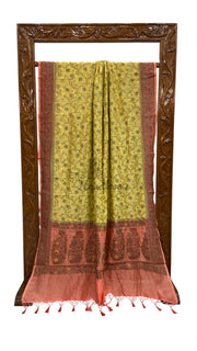 Yellow Pure Butter Crepe Banarasi Saree - The Handlooms