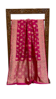 Pure Katan Silk Banarasi Handloom Saree - All Over Jaal Work - With Meenakari - The Handlooms