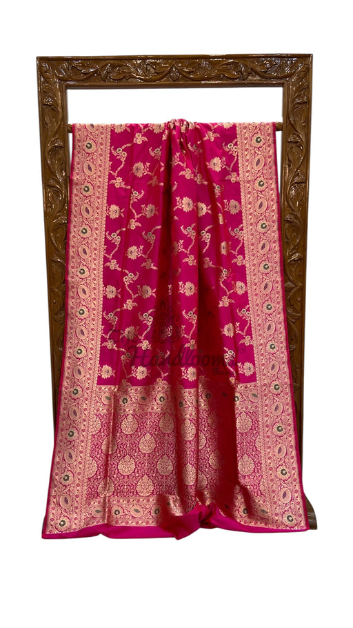 Pure Katan Silk Banarasi Handloom Saree - All Over Jaal Work - With Meenakari - The Handlooms