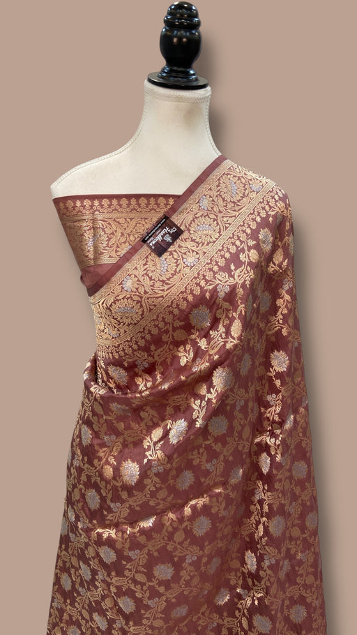 Pure Katan Silk Banarasi Handloom Saree - All Over Sona Roopa Jaal Work - The Handlooms