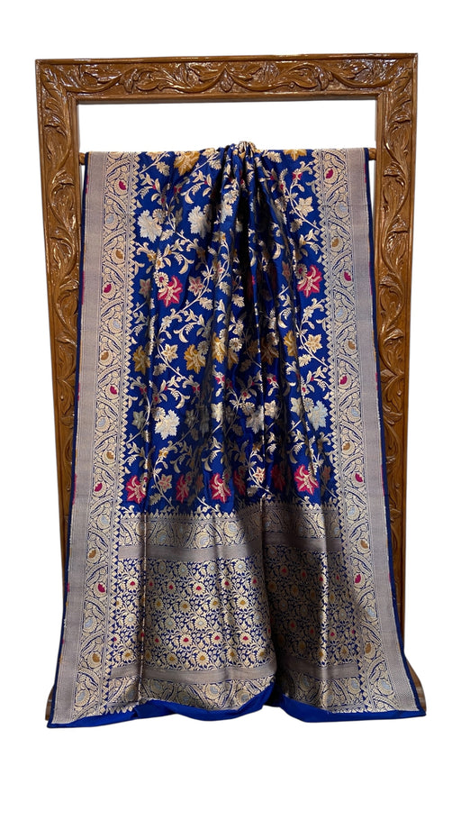 Pure Katan Silk Banarasi Handloom Saree - All Over Jaal Work - With Meenakari - The Handlooms