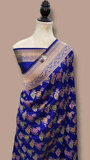 Pure Katan Silk Banarasi Handloom Saree - All over Jaal work With Meenakari - The Handlooms
