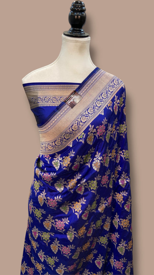 Pure Katan Silk Banarasi Handloom Saree - All over Jaal work With Meenakari - The Handlooms