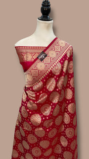 Pure Katan Silk Banarasi Handloom Saree - All Over Jaal Work - The Handlooms