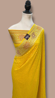 Pure Khaddi Georgette Handloom Banarasi Saree - All over Jaal Work With Meenakari - The Handlooms
