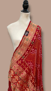 Pure Georgette Banarasi Bandhej Handloom Dupatta - The Handlooms