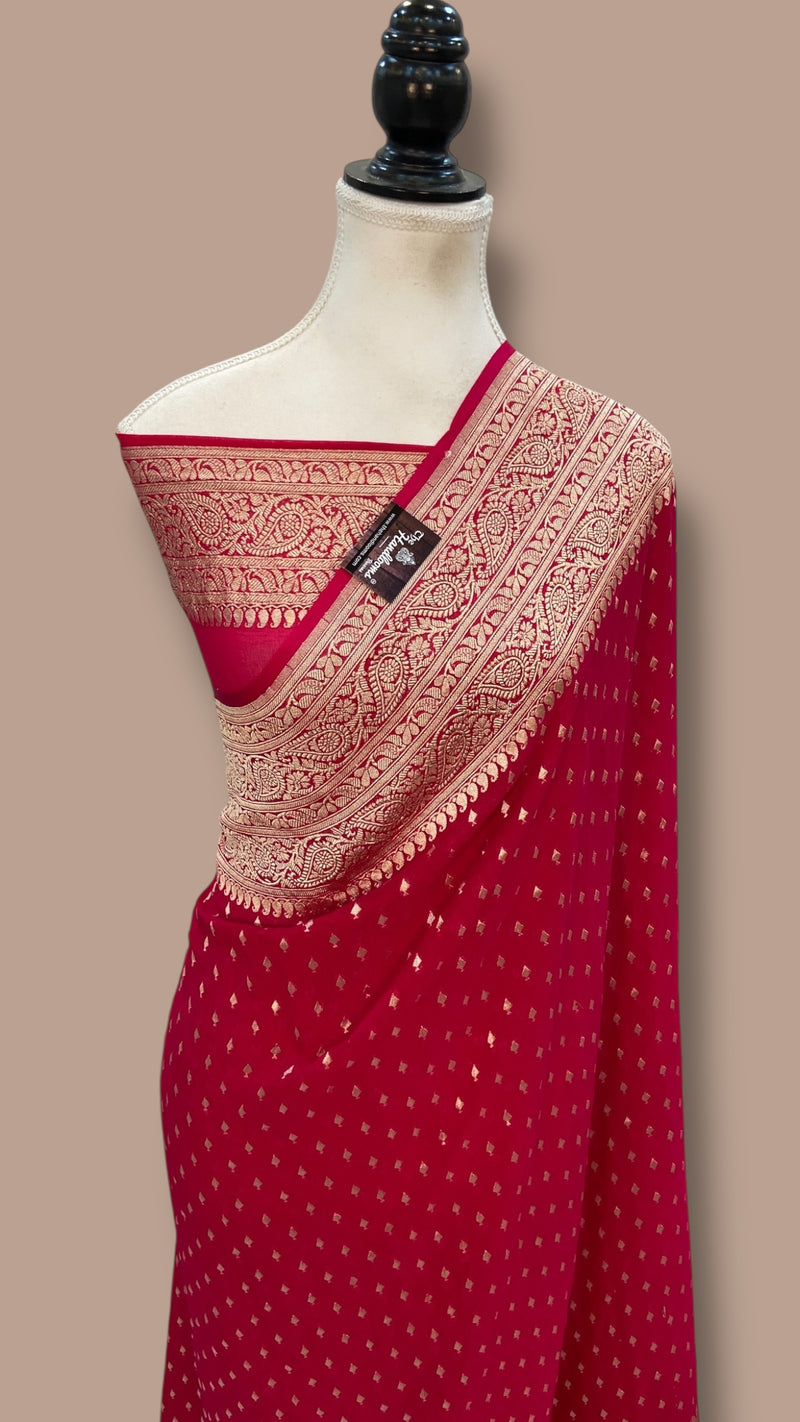 Khaddi Georgette Handloom Banarasi Saree - The Handlooms